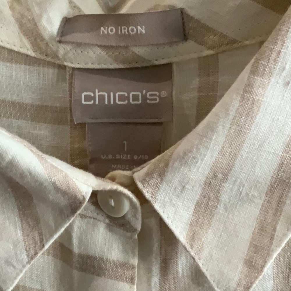Striped Cream Button-Up Blouse - Picture 2 of 3